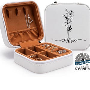 Bridesmaid Personalized Jewelry Travel Box | Perfect Bridesmaid Gifts & Mother&#39;s Day Gift | Bridal Party Keepsake