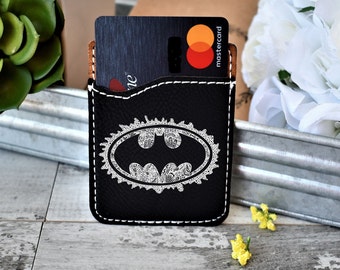 Custom Engraved Leather Phone Wallet | Personalized Card Holder