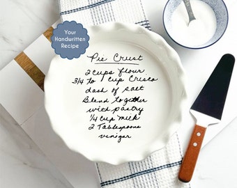 Personalized Pie Plate | Hand written recipe | Favorite Recipe Pan |  engraved baking dish | Display Pie Pan | Bridal shower gift | 9 inch