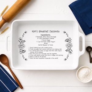 Custom Engraved Casserole Dish | Personalized  | Hand written recipe | Recipe Pan |  engraved baking dish | Bridal shower gift 9x13 | Mother