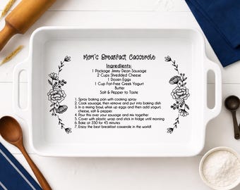 Custom Engraved Casserole Dish | Personalized  | Hand written recipe | Recipe Pan |  engraved baking dish | Bridal shower gift 9x13 | Mother