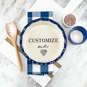 Personalized casserole pan, Hand written pie recipe, Favorite Recipe Pan, engraved baking dish, Display Pie Pan, Bridal shower gift 9 inch