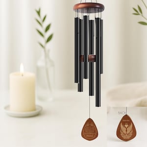 Personalized Memorial Wind Chime • In Loving Memory Gift with Angel Wings • Sympathy Gift for Loss of Loved One • Custom Name & Date