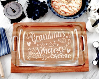 Pyrex Baking Dish for Grandma's Mac and Cheese | Personalized Baking Dish | Custom Etched Casserole Dish | Engraved Pyrex Dish