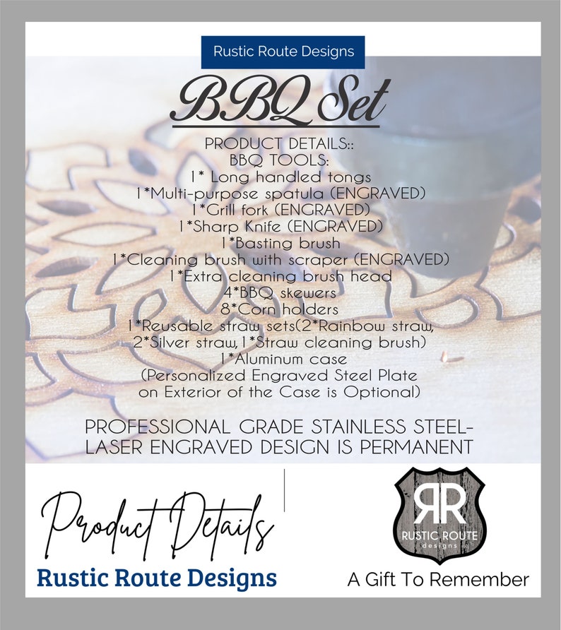 Personalized Grill Set Grill Tools Grilling Gifts Etsy