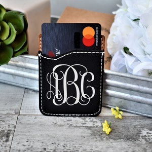 Phone card wallet | initial card wallet | custom phone wallet | black card holder | cell phone card wallet