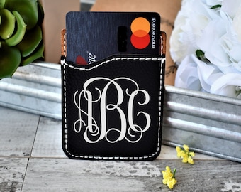 Phone card wallet | initial card wallet | custom phone wallet | black card holder | cell phone card wallet