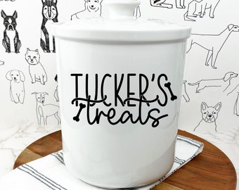 Personalized Dog Treat Jar - Smell Proof Airtight Container for Pet Food Storage - Custom Engraved Stashjar - Cute Cookie Jar