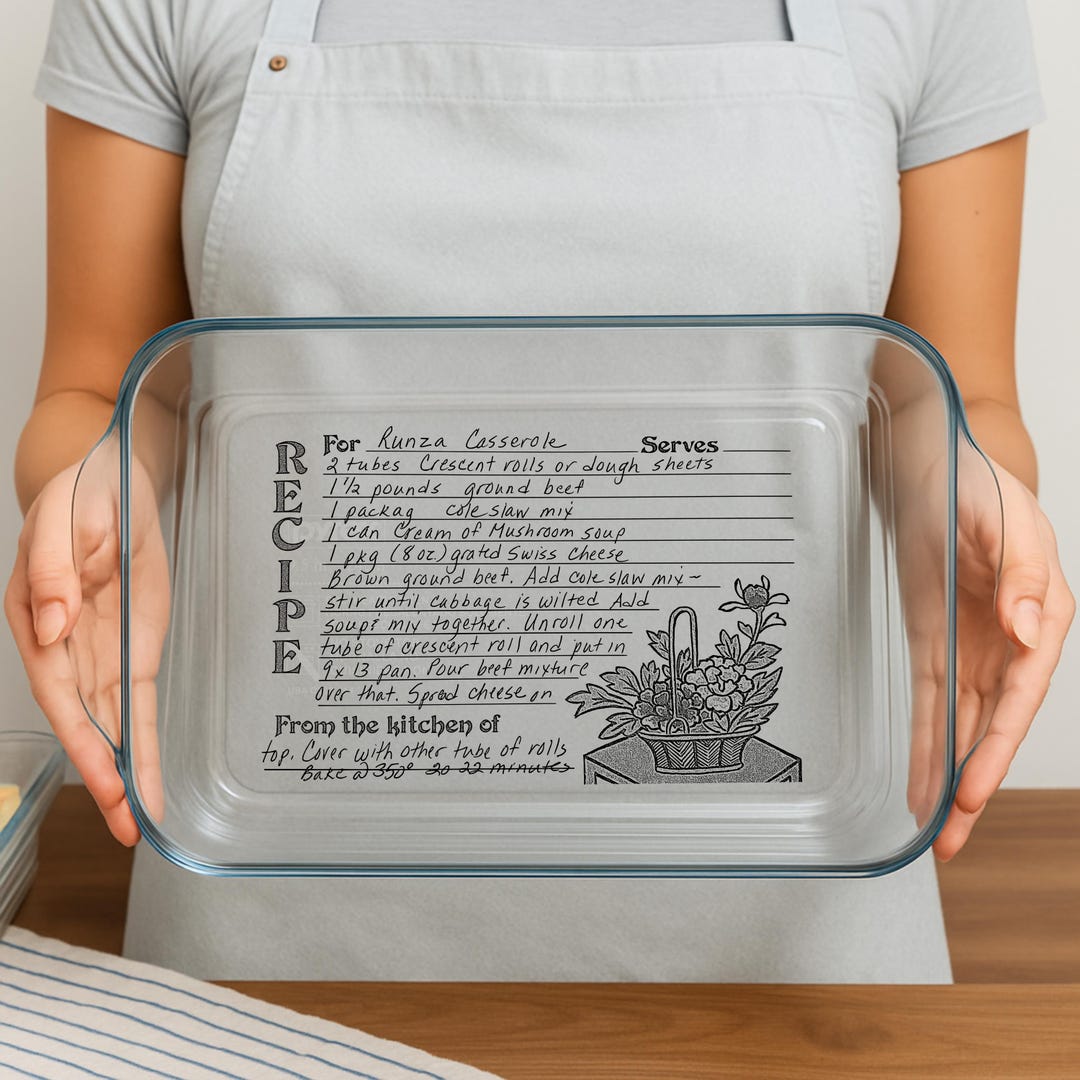 Custom Engraved Pyrex Baking Dish With Handwritten Recipe ...