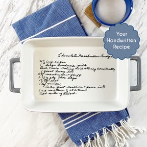 Handwritten Recipe Bakeware | Personalized casserole pan | Hand written recipe | engraved baking dish | Display Pie Pan | Bridal shower 9x13