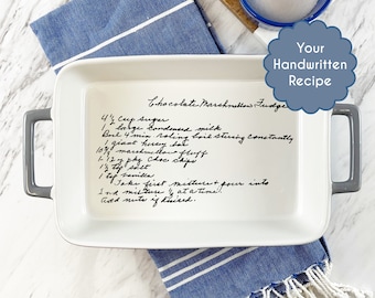 Handwritten Recipe Bakeware | Personalized casserole pan | Hand written recipe | engraved baking dish | Display Pie Pan | Bridal shower 9x13