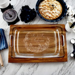 Personalized Engraved Pyrex Baking Dish, Etched Casserole Dish, Wedding Gift