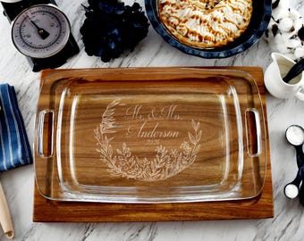 Personalized Engraved Pyrex Baking Dish, Etched Casserole Dish, Wedding Gift