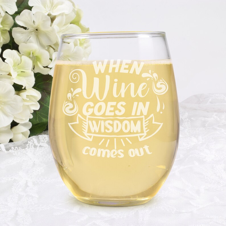 Funny Stemless Wine Glass With Engraved Personalization Etsy