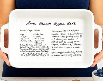 Handwritten Dish with YOUR handwriting | Personalized casserole pan |Favorite Recipe Pan |  engraved baking dish | Display Pie Pan