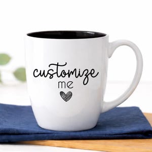 Personalized Bistro Mug | Large 16 Ounce Mug | 16oz | Curved Mug With Handle  | High Gloss Mug |gift for Her | Gift for Him - Etsy
