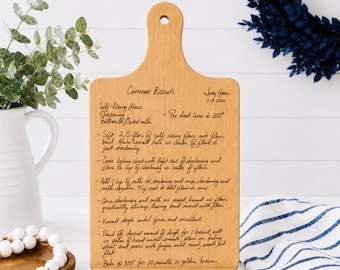 Custom recipe stand with handwritten recipe engraved into the wood | Fathers Day