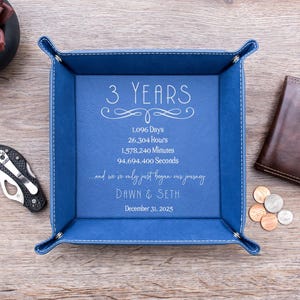 3 Years | Leather Anniversary Gifts | Personalized Leather Tray | 3rd anniversary | Engraved with your Vows | Song | Message | Fathers Day