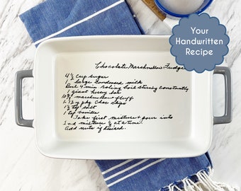 Handwritten Recipe Bakeware | Personalized casserole pan | Hand written recipe | engraved baking dish | Display Pie Pan | Bridal shower 9x13