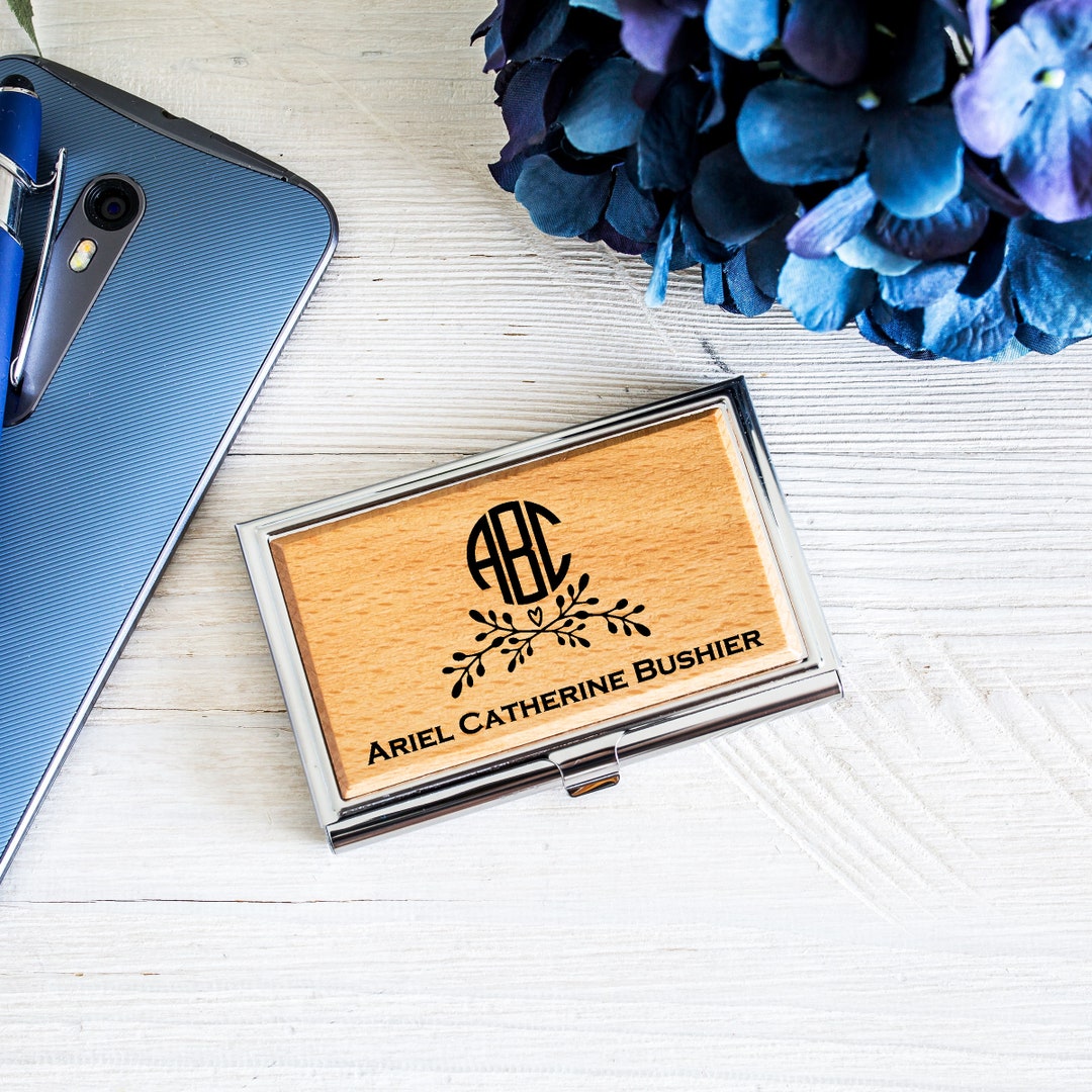Personalized Business Card Holder Custom Business Card Etsy