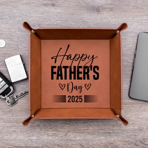Custom Tray | Engraved Organizer | Father's Day Gift from Wife | Leather Wallet for Husband | Gift For Dad From Daughter | From Son | Dad