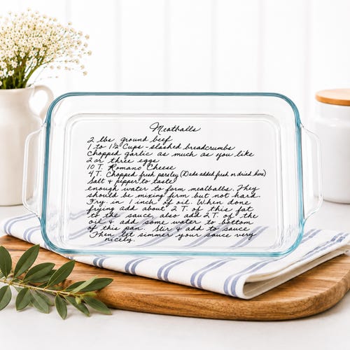 Personalized Casserole Dish Pyrex Baking Dish Engraved Handwritten RecipeChristmas Gift2025 Christmas Gift