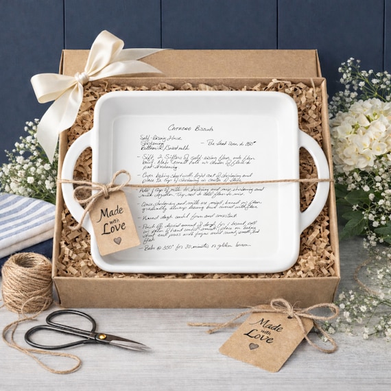 Handwritten Dish with YOUR handwriting |Personalized casserole pan |Favorite Recipe Pan |  engraved baking dish | Display Pie Pan | 8x8 dish