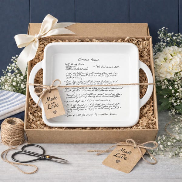 Handwritten Dish with YOUR handwriting |Personalized casserole pan |Favorite Recipe Pan |  engraved baking dish | Display Pie Pan | 8x8 dish