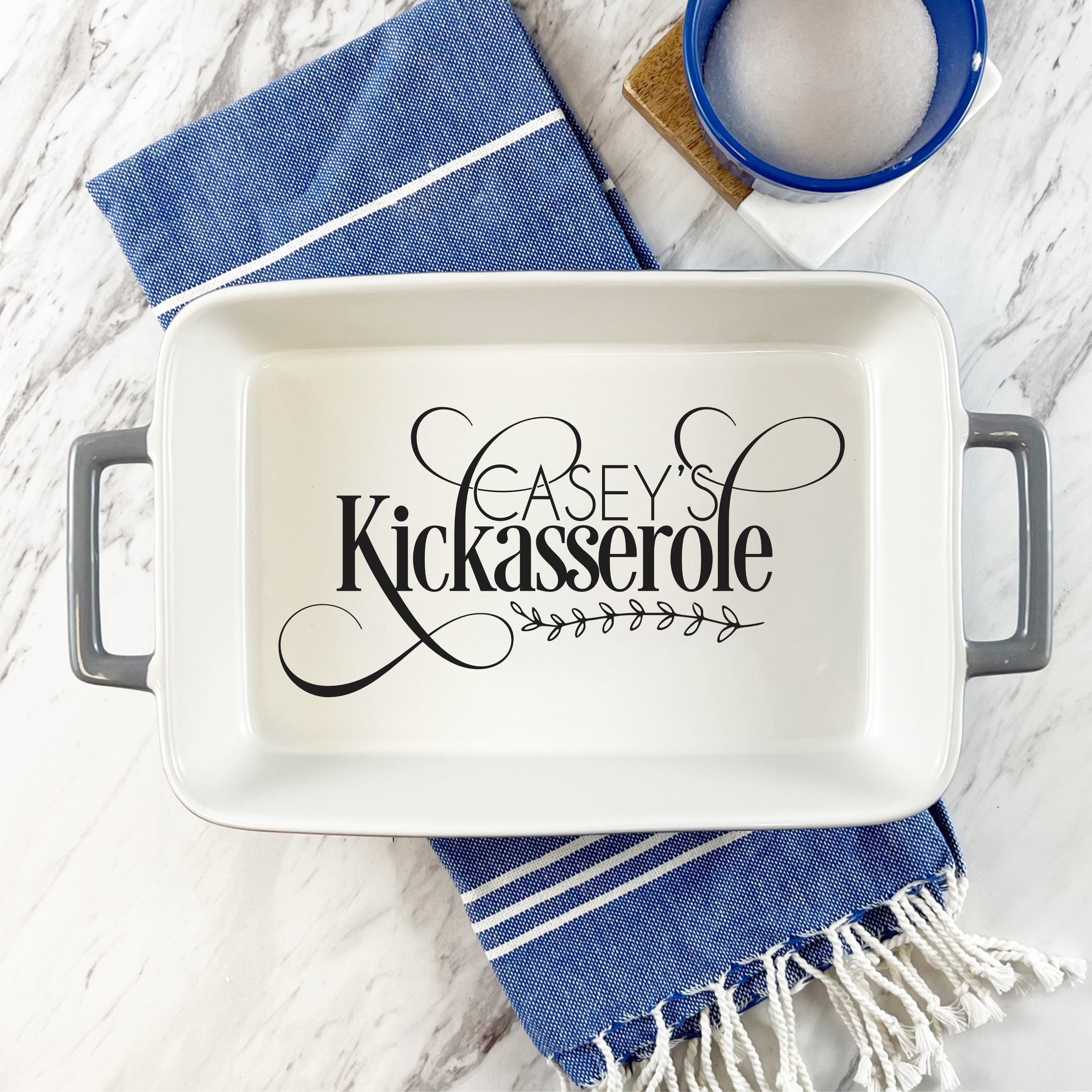 Kickasserole Casserole Dish | personalized Game Day Dish | Bakeware | Stoneware | Ceramic Baking Dish | Gift for Mom | Football Pan | Plate