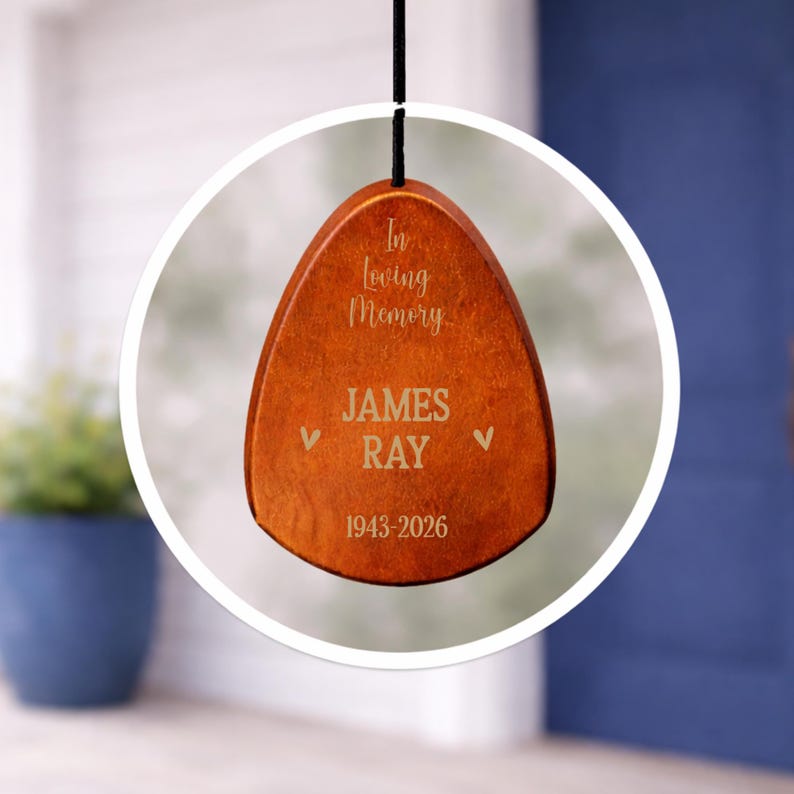 Personalized Memorial Wind Chime – Custom Engraved In Loving Memory Gift – Sympathy Gift for Loss of Loved One – Indoor Outdoor Use image 5
