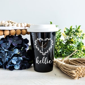 Personalized Latte mug for her with monogrammed name and initial engraved