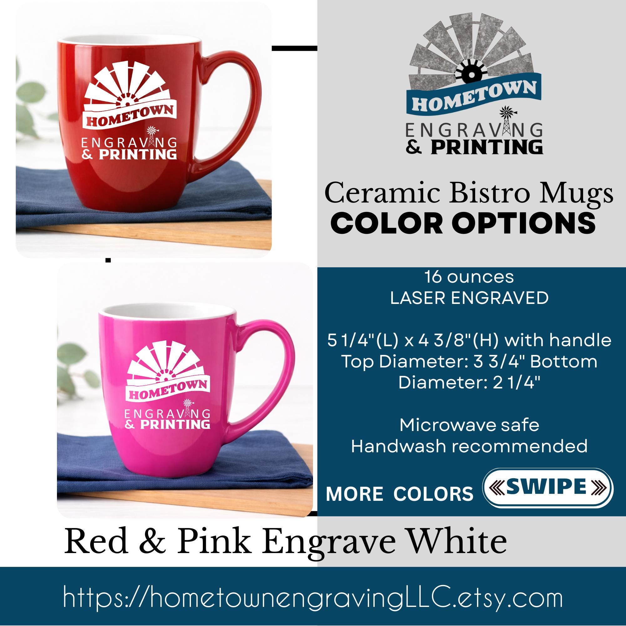Personalized Engraved Bistro Mug, 16 Oz Coffee Cup With Custom Message and  Logo, Gift For Coffee Lover And Office, Great For Tea And Coco