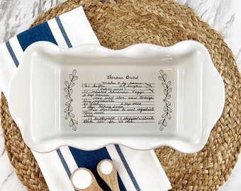 Engraved Bread Pan | Hand written recipe | Recipe Pan |  engraved baking dish | Display Pie Pan | Great for Banana Bread and Meat Loaf