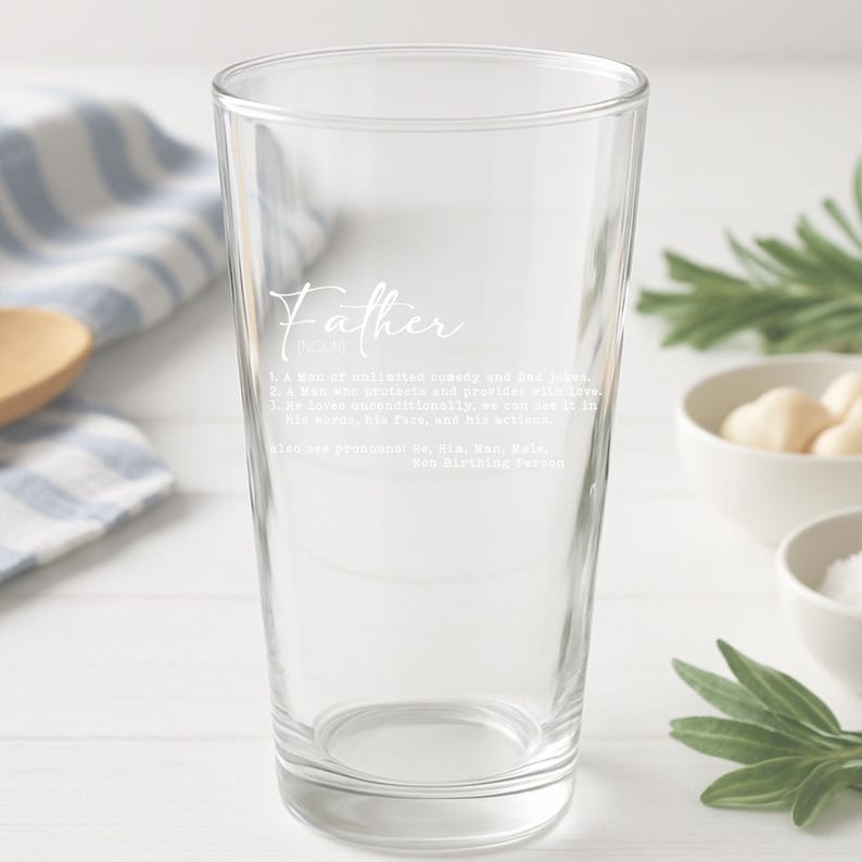 Father Definition Beer Pint Glass – Funny Father's Day Gift image 3