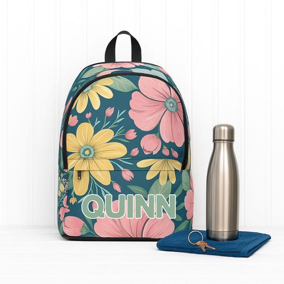Personalized Floral Backpack for Girls – Custom Name School  display picture 1