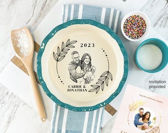 9 inch Personalized Pie plate | Wedding gift for couple | Laser Engraved | You logo | Name | Design | Phrase | Recipe | Anniversary