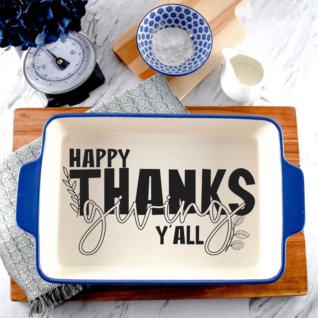 Thanksgiving Serving Dish, Engraved Ceramic Casserole Dish ...