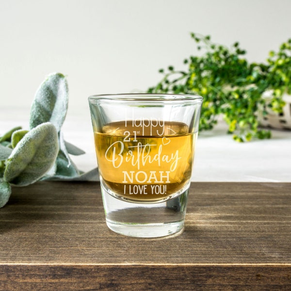 Happy 21st Birthday Engraved Shot Glass, Custom Clear Shot Glass Legal Age Birthday Gift, Celebratory Party Glass For Twenty-One Year Old