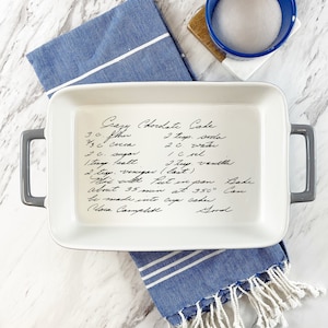 Custom Ceramic Engraved Baking Dish with Hand-Written RecipeChristmas Gift