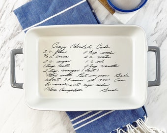 Custom Ceramic Engraved Baking Dish with Hand-Written Recipe