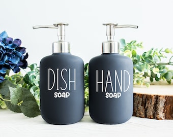 Hand soap and Dish Soap dispensers| Engraved Soap pump | Personalized Ceramic Dispenser pump with stainless steel pump