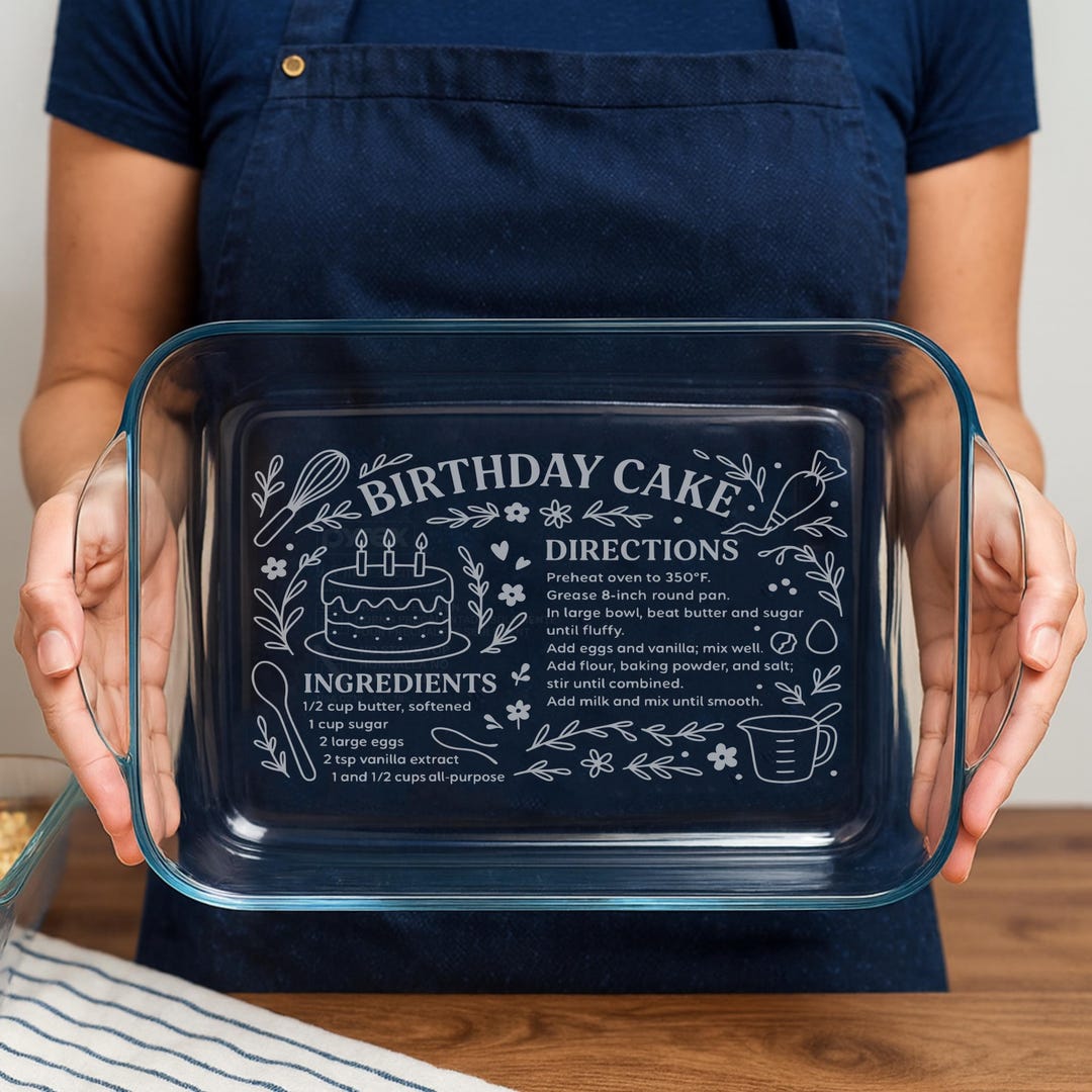 Custom Engraved Recipe Casserole Dish, Personalized Glass Bakeware With ...