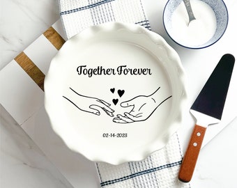Personalized Pie Plate | Unique Valentines Day Gift | Line Drawing Gift | Favorite Recipe Pan |  engraved baking dish | Display Pie Pan