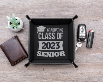 Class of 2023 Graduation Gift | Personalized Snap Tray | Leather Valet Tray Personalized |  Grad gifts | Graduation for him | Guys | Men