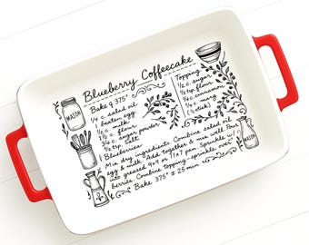 Custom Engraved Handwritten Recipe Baking Dish