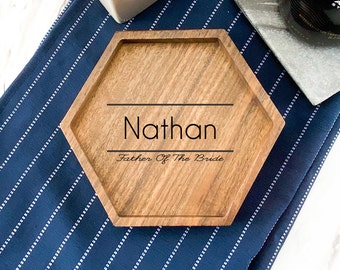 Personalized Valet tray | Unique Gift for Father of the Bride | Wooden ring tray | Gift from daughter | Trending wedding party gifts 2023