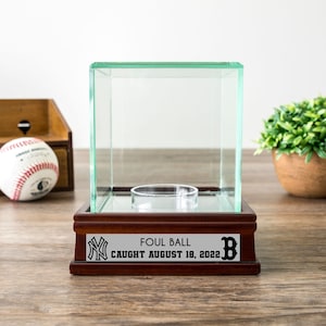 Baseball Case for Foul Ball | Custom Engraved Sports Showcase | Sports memorabilia Display Box | Collectible | World Series Ball | Game Ball