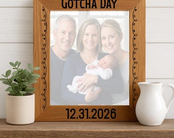 Personalized Adoption Picture Frame | Engraved Alder Wood, Gotcha Day Gift