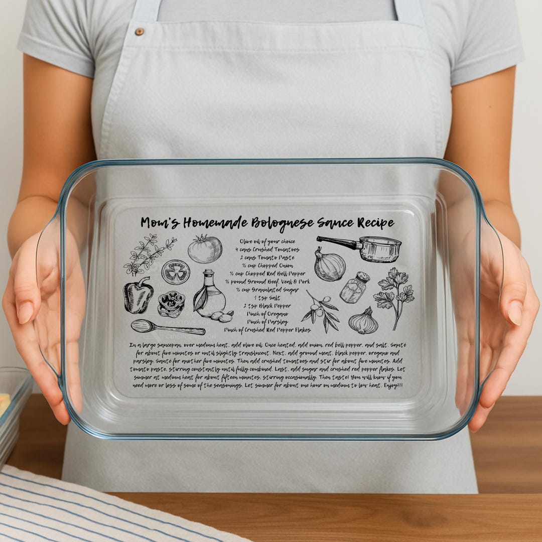 Etched Family Recipe Baking Dish | Personalized Glass Casserole Pan ...