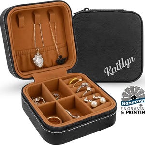 Travel Jewelry Box Personalized Gift for Her Bridesmaid Jewelry Gift Mothers Day Jewelry Gift Birthday Jewelry Gift Christmas Jewelry Gift Anniversary Jewelry Gift Engraved Jewelry Box Leatherette Jewelry Case